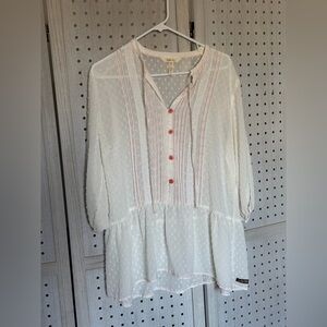Matilda Jane White and Pink Button-Down Blouse